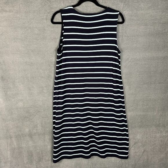 J Jill Dress Women Medium Blue Striped Wearever Collection Sleeveless Midi Comfy - Picture 5 of 12